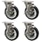 Bk Resources 5-inch Universal Stainless Steel Swivel Casters, Polyurethane Wheels, Brake, 300lb Capacity, 4PK 5SS-1PT-PLY-PS4 - alternate 1